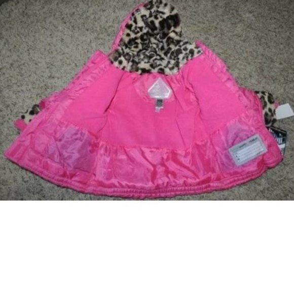 *Winter Jacket 24 months ZeroXposur Pink Leopard Trim Hooded Quilted Zip Girls - Picture 6 of 7